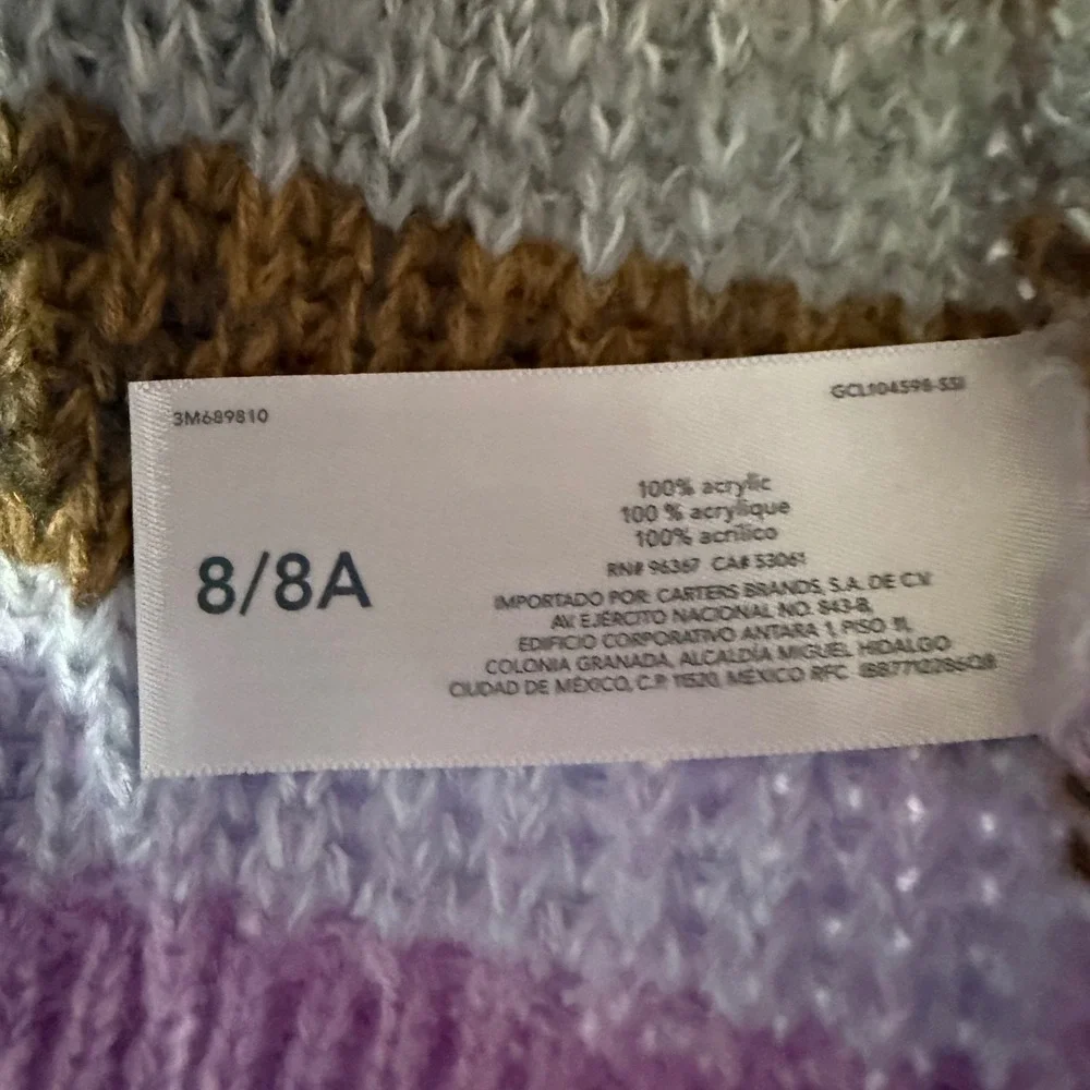 OshKosh Bgosh NWT Girls Size 8 Striped Mock‎ Neck Chunky Knit Sweater